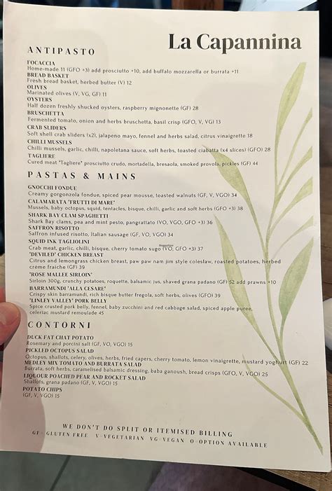 la capannina scarborough menu.